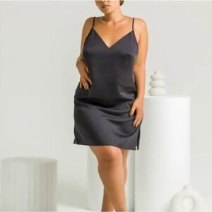 NWT Silky Bamboo‎ Slip Dress Onyx Black Soft Cooling Fabric, Date Night, Size L